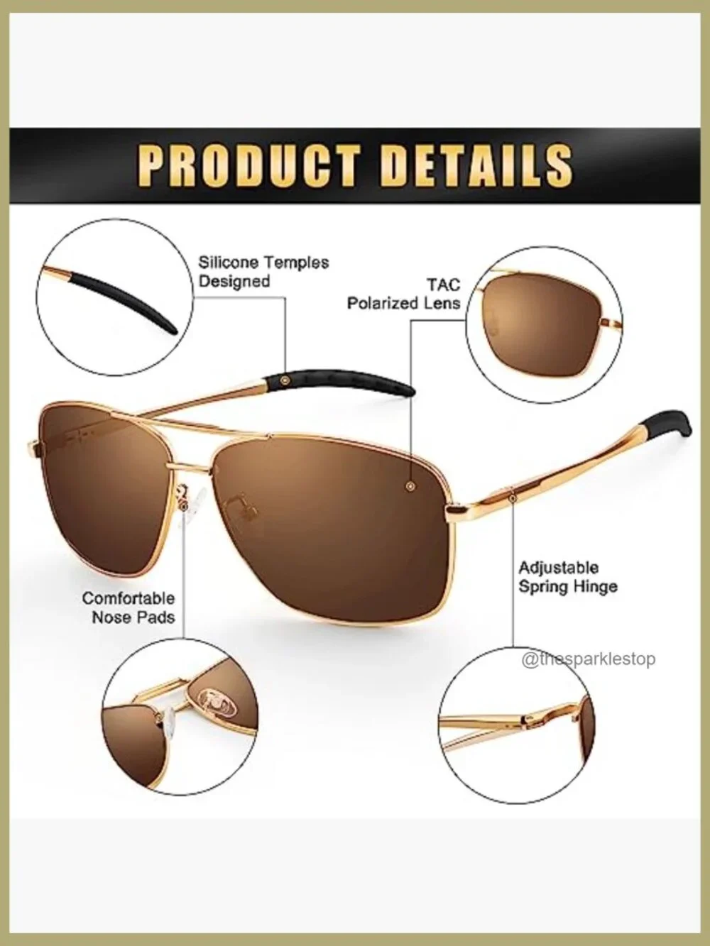 Metal Frame Polarized Aviator Sunglasses UV400 Protection Driving